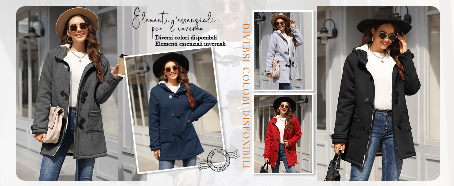 Cappotto Donna Felpa con Cappuccio Giacca Capispalla in Pile Caldo Hoodies Outwear Manica Lunga