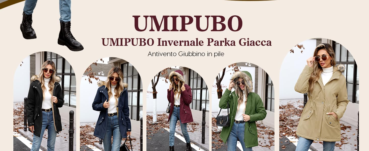 UMIPUBO  Giacca Donna con Cappuccio Cappotto Lungo Caldo Invernale Parka