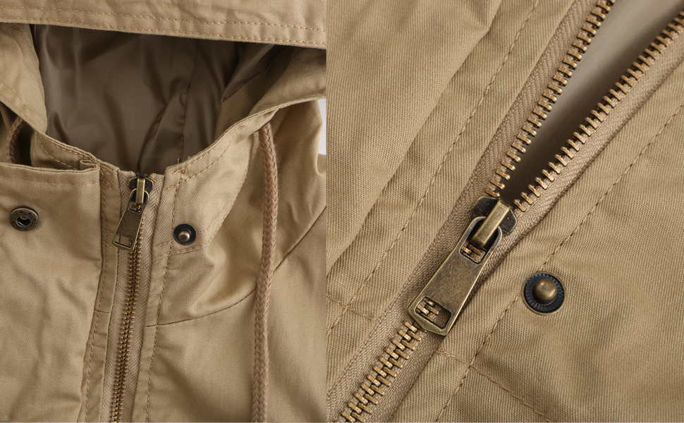 con cappuccio giacca militare  donna zip up bottoni a pressione