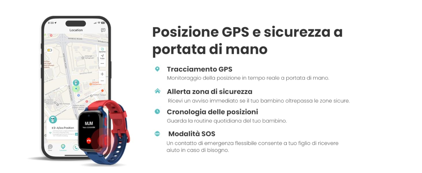 Il testo in italiano che mostra le schermate dell'interfaccia dell'app mobile con elementi rossi e blu, sembra essere istruzioni dettagliate per l'installazione o la configurazione.