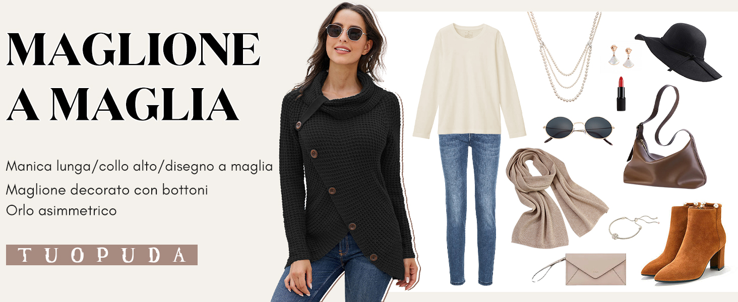 Maglione Donna Chic a Maglia Tops Maglieria per Autunno Inverno Felpe Ragazza