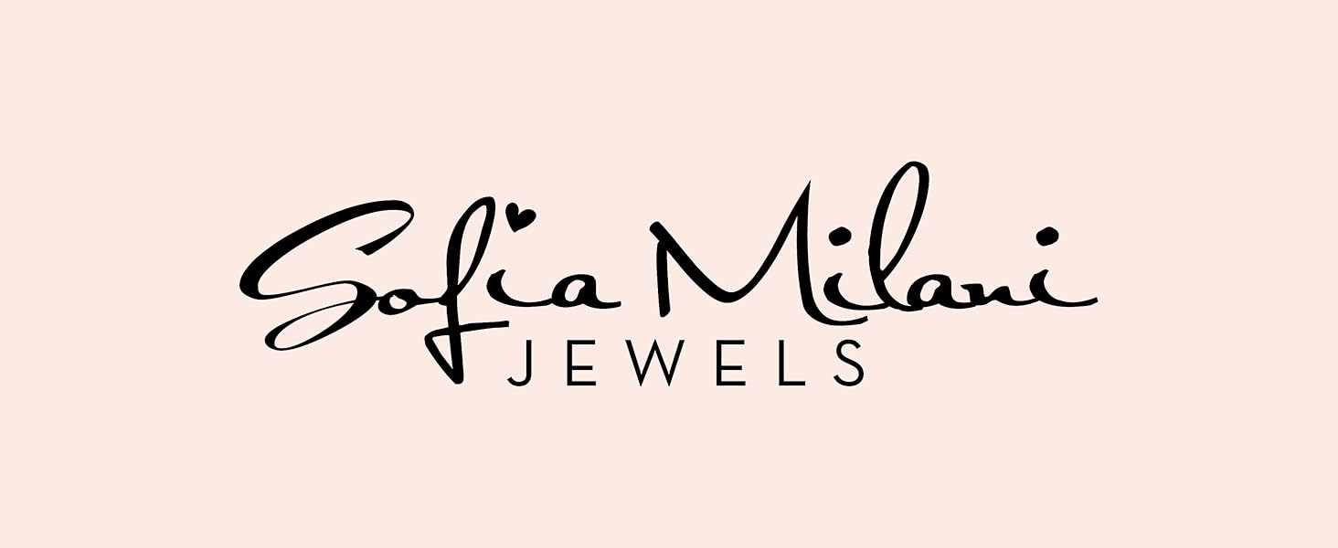 Sofia Milani Jewels in corsivo nero su sfondo rosa chiaro